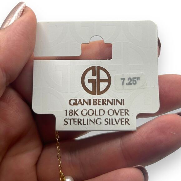 Macy's Ivory White Freshwater Pearl Dangle 18K Gold Sterling Silver Bracelet - Picture 8 of 11